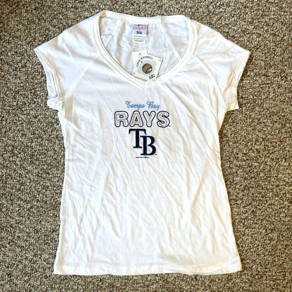 NWT MLB Genuine Merchandise Tampa Bay Rays T-Shirt Womens Size L Baseball Studs